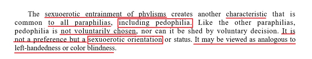Pedofilia... może to być postrzegane jako analogiczne do leworęczności lub daltonizmu.
